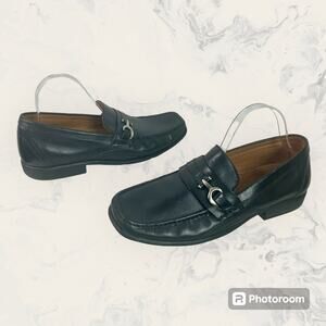 Arnold Palmer Men's 10 Augusta Collection Black Leather Ride Loafers Dress Shoes